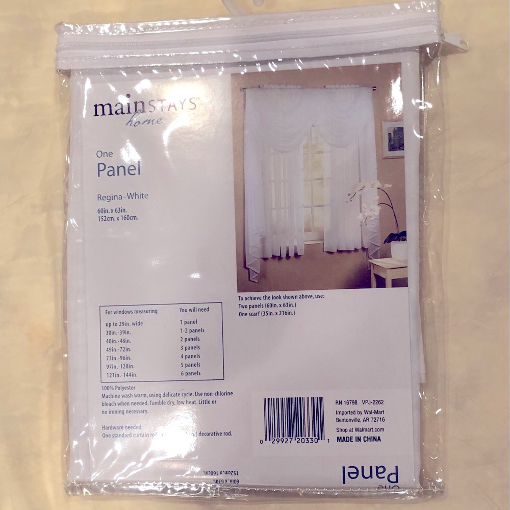 MainStays home Regina-White one sheer window panel white 60 in x 63 in